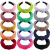 SIQUK 15 Pieces Top Knot Headband Turban Headbands with Cross Knot Wide Cloth Knotted Headbands for Womem and Girls