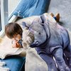 ALIFAFA Rhino Blanket, Cute Rhinoceros Throw Blanket, Rhino Gifts for Kids, Gifts for Rhino Lovers, Soft Plush Rhino Fleece Blanket, Rhino Themed Birthday, 50"x40"