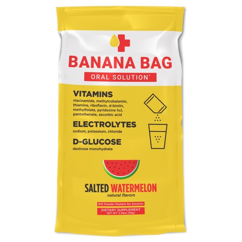 Banana Bag - Pharmacist Hydration Recovery Formula - Electrolyte & Vitamin Powder Packet Drink Mix - Salted Watermelon 15-Pack