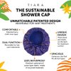 TIARA Reusable Shower Cap - Waterproof Shower Cap for Women - Two-in-One Bathing Hair Cover for Dryness and Bonnet for Hair Care - For Straight and Curly Hair - Dots Purple