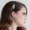 Allereyae Rhinestone Leaf Hair Clip Pins Barrette Crystal Wedding Hairpins Barrette Silver CZ Bling Bridal Headpieces Decorative Head Clip Headwear Bridal Hair Accessories