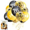 SHUNTAI 100th Birthday Balloons Latex Confetti Balloon Gold and Black 100th Birthday Decorations for Men Women 100 Years Old Anniversary Theme Birthday Party Decor Supplies 15 Pack 12 inch