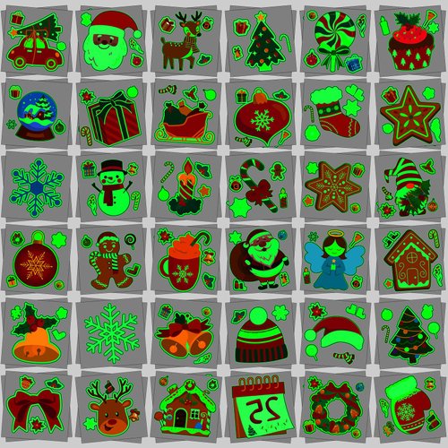 JUNEBRUSHS Christmas Glow in Dark Temporary Tattoos for Kids, 180 Individually Christmas Luminous Tattoo Stickers Santa Claus for Kids Christmas Socks Gifts Party Boys Girls Goody Bag Stuffers