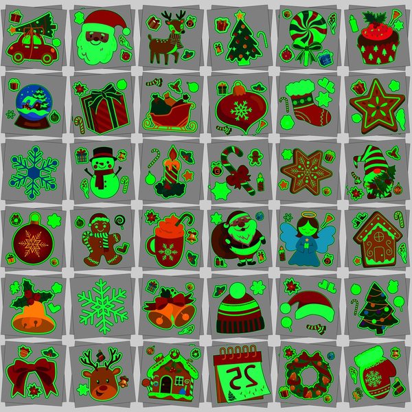 JUNEBRUSHS Christmas Glow in Dark Temporary Tattoos for Kids, 180 Individually Christmas Luminous Tattoo Stickers Santa Claus for Kids Christmas Socks Gifts Party Boys Girls Goody Bag Stuffers