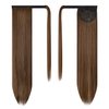 BARSDAR Straight Ponytail Extension - 26 Inch Long Straight Wrap Around Ponytail for Women Clip in Ponytail Hair Extensions Synthetic Brown Hair Pony Tails Hairpieces Daily - Dark Brown & Auburn