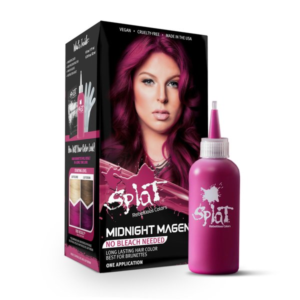 Splat Midnight Magenta Semi Permanent Hair Dye Kit, 1 Application, Includes Deep Reconstructor Conditioner, Lasts 30 Washes, No Bleach Required, Vegan & Cruelty Free Hair Color