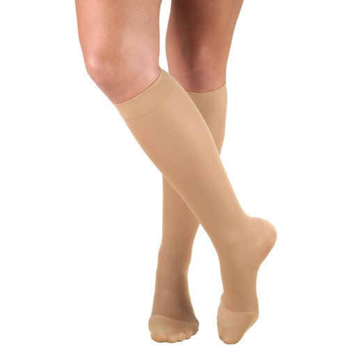 Truform Women's Compression Stockings, 20-30 mmHg, Knee High Length, Closed Toe, Opaque, Beige, Small