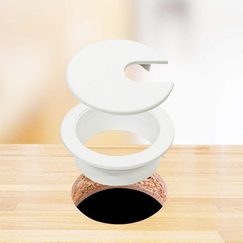 6pcs Desk Grommet 1-3/8 inch Plastic Wire Cord Cable Grommets Hole Cover for Office PC Desk Cable Cord Organizer (White)