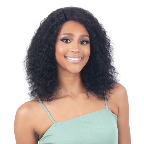 Shake-N-Go Naked Nature Brazilian Natural Human Hair Wig Wet N Wavy Side Lace Part Deep Wave 18in...
