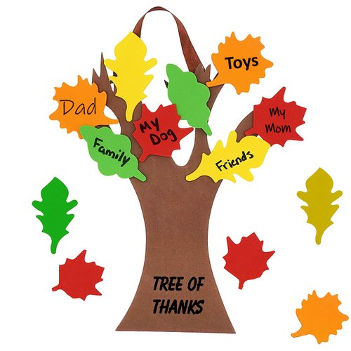 4E's Novelty Thankful Tree Craft Kit 12-Pack, Foam, Self-Adhesive - 11” Tree of Thanks, Thanksgiving Tree Craft, Ideal for Fall Crafts for Kids 4-8, Perfect Gratitude Tree Kit with Leaves to Write On