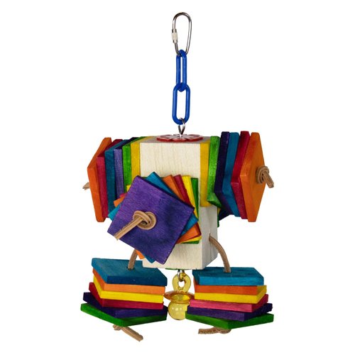 Super Bird Creations SB1182 Balsa Block Buster Bird Toy - Wooden Bird Toys - Perfect for Chewing, Foraging, and Boredom Relief - Ideal for Ringnecks Medium Conures Quakers - Medium Bird Size, 11" x 8"
