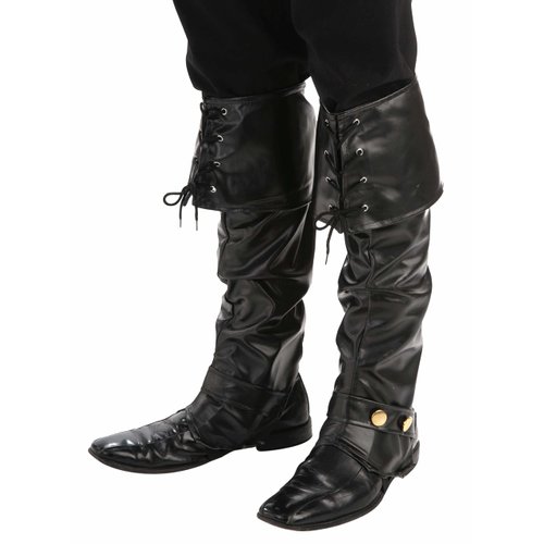 Forum Men's Deluxe Adult Pirate Boot Covers with Studs, Black, One Size