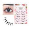 Emotao Japanese Style False Eyelashes Makeup Manga Lashes Cosplay Anime Eyelash Lashes Doll Eye Natural 5 Pairs Asian False Eyelashes Pack Look Like Individual（M9）