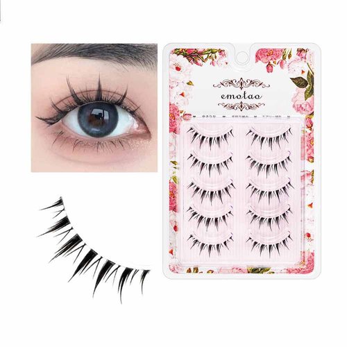Emotao Japanese Style False Eyelashes Makeup Manga Lashes Cosplay Anime Eyelash Lashes Doll Eye Natural 5 Pairs Asian False Eyelashes Pack Look Like Individual（M9）
