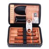 Time C Club 4-Finger Portable Black Weave Texture Travel Leather Cigar Case, Cigar Cutter, Cigar Humidor with and Humidifier, Groomsmen Gift, Birthday Gift
