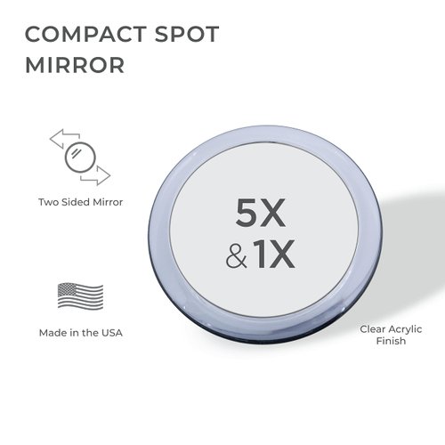 Zadro 5X Two-Sided Acrylic Compact Mirror, 4-Inch, Clear, (Z45X)