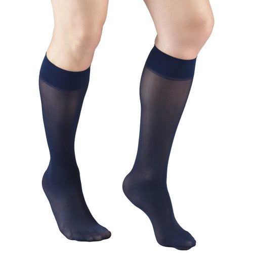Truform Sheer Compression Stockings, 8-15 mmHg, Women's Knee High Length, 20 Denier, Navy, Small