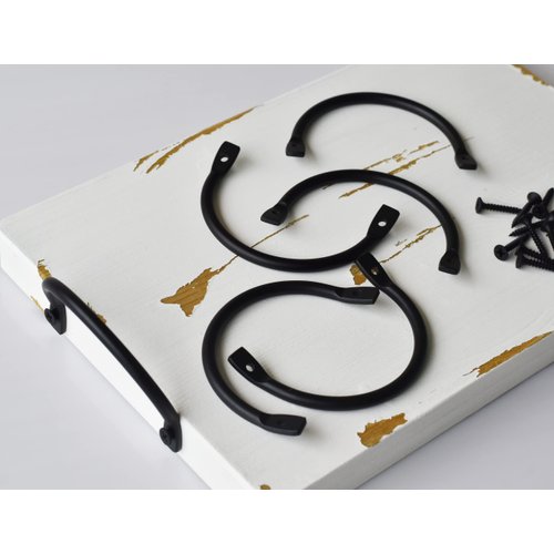 Livale Black Metal Tray Handles Pack of 6 - Metal Handles for Charcuterie Boards, Wooden Serving Trays, Farmhouse Wood Box, Cutting Board in Kitchen Organization