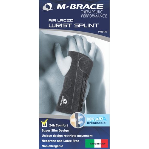 M-Brace AIR V-136LE Wrist Splint Left Extra, Black, Carpal Tunnel Relief Brace Mbrace Air, Wrist Wraps, Wrist Bands, Wrist Support, Wrist Splint Easily Adjustable for Perfect Tension, Breathable