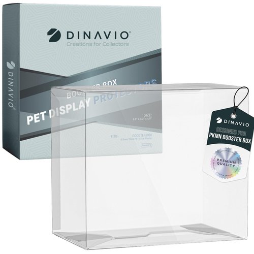 Dinavio Crafthouse PET Plastic PKMN Booster Box Case - Booster Box Display Case Protector - Compatible with English Modern PKMN Booster Boxes - 0.5mm Thick Protective Display Case (Pack of 5)