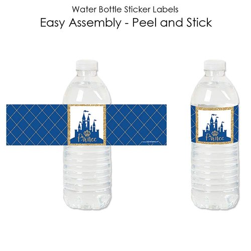 Royal Prince Charming - Baby Shower or Birthday Party Water Bottle Sticker Labels - Set of 20