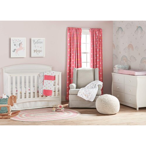 Lush Decor Baby Unicorn Heart Rainbow Organic Cotton Quilt, Multicolored