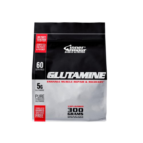 Inner Armour Pure Glutamine Powder – Post Workout Recovery – Muscle Growth – Immune System Function - Fast Dissolving, Flavor-Free, Vegan-Friendly Fitness Supplement - 300 gr or 60 Servings