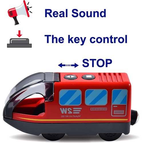 Giant bean Battery Operated Action Locomotive Magnetic Train Set for Wooden Train Tracks, Powerful Engine Compatible with Thomas, Brio, Chuggington Wood Train Track Toys for Kids 3+