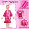 Jecery 18 Pcs Spa Party Supplies for Girls 6 Satin Kimono Robe 6 Spa Headband 6 Disposable Foam Pedicure Slippers (Rose,Size 8)