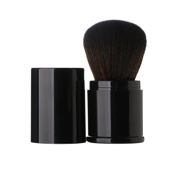 Premium Retractable Kabuki Makeup Brush - Aguder Blush Brushes Great for Blending Liquid, Cream, Mineral Cosmetics or Translucent Powder, Black