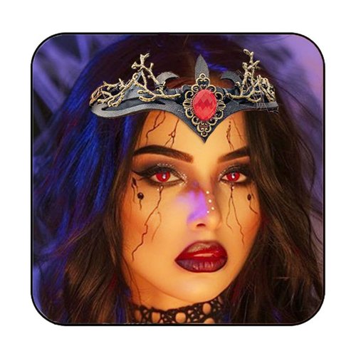 Aukmla Black Gothic Queen Crown Headband Vintage Crystal Headpiece Halloween Costume Cosplay Hair Band Headdress with Elf Ears for Women