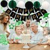 meowtastic Birthday Decorations, Happy Birthday Banner with Honeycomb Balls, Star Hanging Swirl Streamer, Circle Dot Garland, Happy Birthday Party Decorations for Women Men Boys Girls (Green & Black)