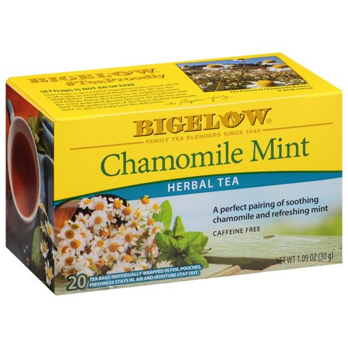 Bigelow Tea Chamomile Mint Herbal Tea, Caffeine Free Tea with Chamomile Mint, 20 Count Box (Pack ...