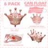 Shiny Pink Crown Balloons Cap Balloon Royal Prince Princess Party Decoration, 6 Pack Rose Gold Crown Shaped Foil Balloons Kids Party King Party Queen Theme Party Supplies Birthday Decoration
