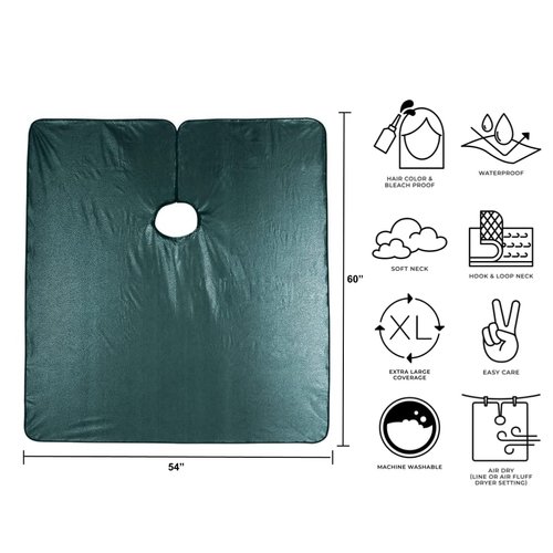 Cricket Encore All Purpose Professional Salon Cape Waterproof Bleach Proof Hair Coloring Cutting Styling Capes for Hair Stylist, Haircut, Color Hairdresser Adjustable Neck Client Gown, Jade