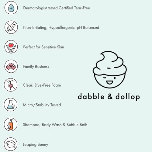 Dabble & Dollop Honeydew Melon Body Wash & Shampoo - 3 in 1 Natural Bubble Bath for Kids, USA-Made, Paraben & Sulfate Free, Vegan, Gluten-Free, Tear-Free (10oz, Pack of 2)