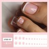 24Pcs Short Square Fake Toenails White French Tip Press on Toenails Stick on Nails Natural Nude Acrylic Toe Nails Press ons Glossy Full Cover Glue on Nails Short Coffin False Toenails for Women Decor