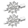 Xinjoduz 2 PCS Crystal Rhinestone Hair Clips, Sparkle Flower Design Alligator Hair Barrettes Non-Slip Floral Duckbill Hairpins Bling Fancy Hair Clips for Women Girls Hair Jewelry Accessories(Silver)