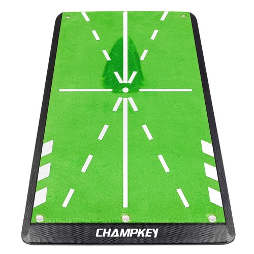 CHAMPKEY 8" x 17" Premium Impact Golf Mat Upgraded Version | Path Feedback Golf Practice Mat | Advanced Guides and Rubber Backing Golf Hitting Mat