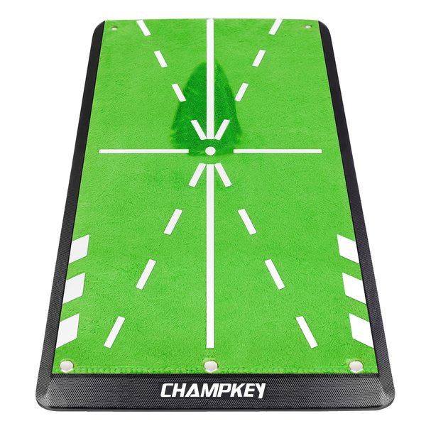 CHAMPKEY 8" x 17" Premium Impact Golf Mat Upgraded Version | Path Feedback Golf Practice Mat | Advanced Guides and Rubber Backing Golf Hitting Mat