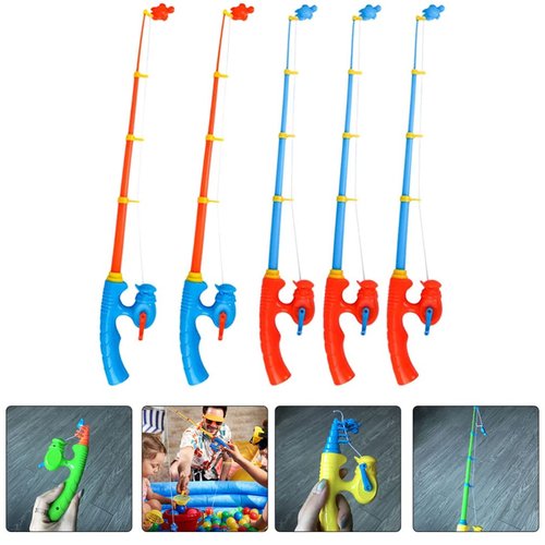 Zerodeko 5Pcs Magnetic Fishing Toy Pole, Magnet Fishing Rods, Fishing Bath Toy Game Fishing Rod for Magnetic Fishing Games, Educational Learning Toys for Boys Girls Kids (Random Color)