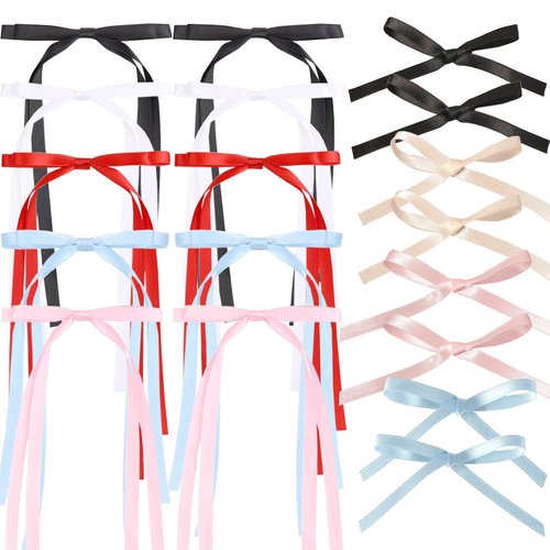 SALOCY 18 PCS Hair Bows for Women Bow Hair Clip Ribbon Hair Clips Bowknot With Long Tail Tassel Ribbon Claw Clips for Girls Satin Hair Accessories for Women Hair Design