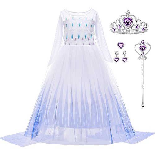 iTVTi Girls Princess Costumes Halloween Carnival Cosplay Birthday Party Dress White, 4-5 Years (Label 120)