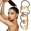 BASEMMAHER 4Pcs Metal Ponytail Hair Gold Cuff Elastic Hair Bands Hair Ties Accessories Pony Tail Gothic Punk Elastic Hair Rope Ponytail Holder Cuffs for Women Girls