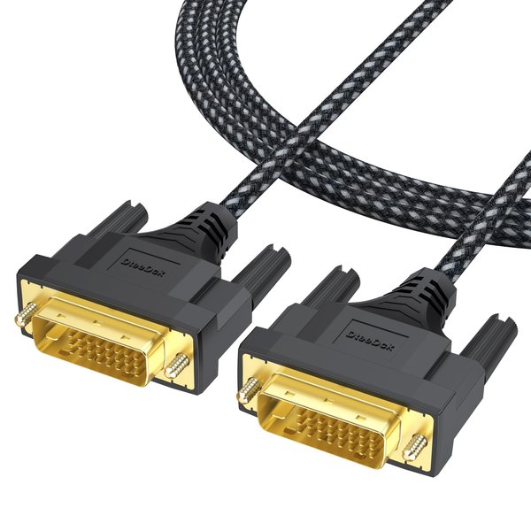 DteeDck DVI Cable 6ft, DVI to DVI-D Cables, 24+1 Dual Link DVI Cord Male to Male for Monitor Computer PC Desktop Projector Display and More