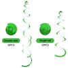 24 PCS Green Hanging Swirl, Sparkle Ceiling Hanging Decorations, Plastic Streamer Party Decorations with Double-Swirls and Single-Swirls for Birthday Decorations, Graduation, Baby Shower