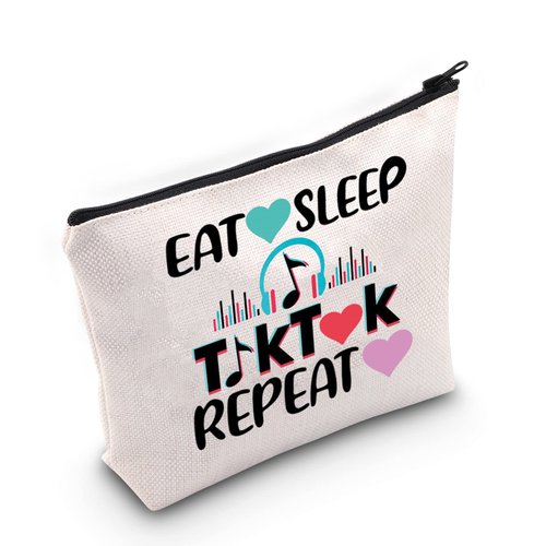LEVLO Video Cosmetic Bag Video Fans Gift Eat Sleep Video Repeat Makeup Zipper Pouch Bag(Video Tik Repeat)