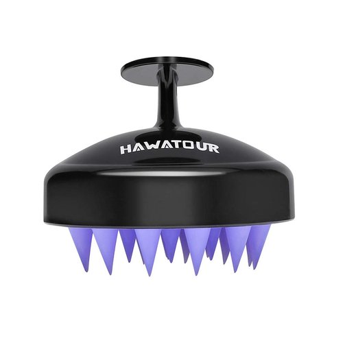 HAWATOUR Hair Scalp Massager, Scalp Care Shampoo Brush with Soft Silicon Massager, Head Massager Hair Care Tool for Women Men Kid for All Hair Types, Black