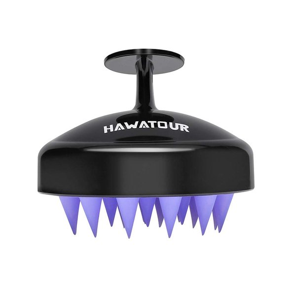 HAWATOUR Hair Scalp Massager, Scalp Care Shampoo Brush with Soft Silicon Massager, Head Massager Hair Care Tool for Women Men Kid for All Hair Types, Black
