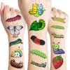 114 PCS Funny Caterpillar Temporary Tattoos Sticker Butterfly Bug Caterpillar Birthday Party Decorations Supplies Favors Gifts Girls Boys Baby Showers Prizes Cute Tattoo School Reward Themed
